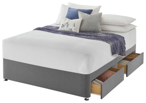 Silentnight Kingsize 4 Drawer Divan Bed Base - Grey