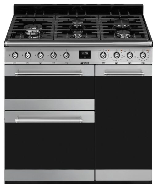 Smeg SY93-1 90cm Dual Fuel Range Cooker - Stainless Steel