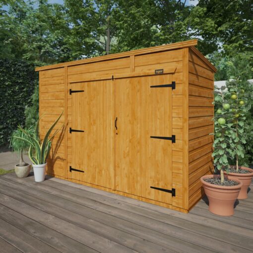 TigerFlex® Modular Buildings 8 ft. W x 3 ft. D Solid Wood Shiplap Pent Bike Shed