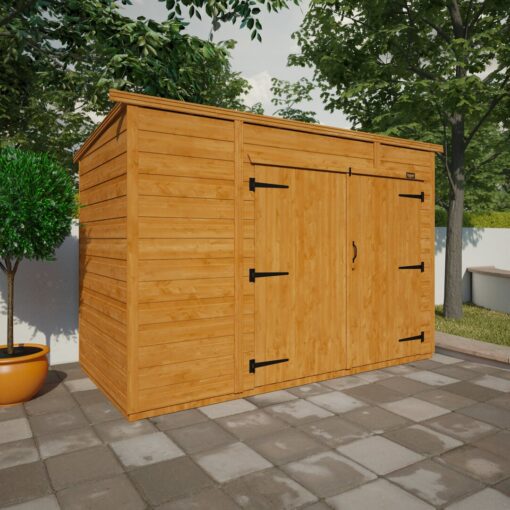 TigerFlex® Modular Buildings 8 ft. W x 4 ft. D Solid Wood Shiplap Pent Bike Shed