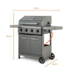 Tower 4 - Burner Free Standing Liquid Propane Gas Grill with Side Burner and Cabinet