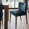 Turin Dark Oak Large Extension Table With 8 Upholstered Low Back Chairs In Dark Blue Velvet Fabric