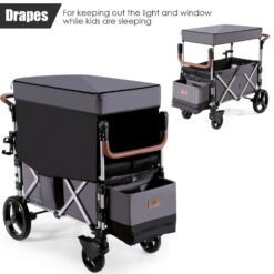 Twin Stroller Wagon 2 Passenger Push Pull Stroller Wagon