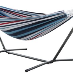 Vivere Denim Double Hammock with Metal Stand