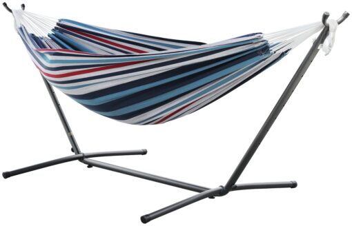 Vivere Denim Double Hammock with Metal Stand