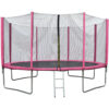 (10ft, Pink) EVRE Outdoor Trampoline with Zip Enclosure Net Padded Spring Cover and Ladder