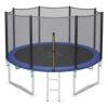 12 FT Outdoor Trampoline W/ Safety Closure Net Wear-Resistant Jumping Mat