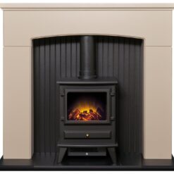 Adam Derwent Electric Stove Suite-Cream and Black