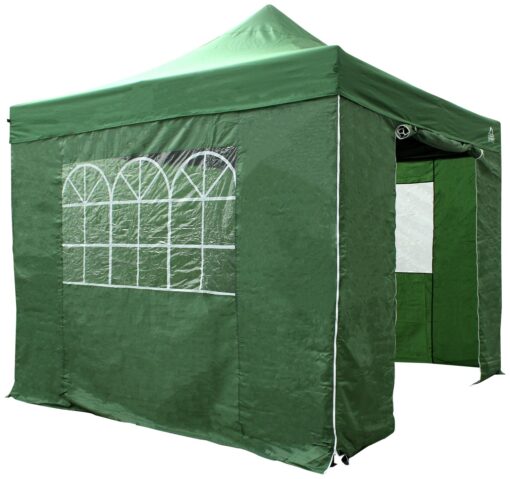 All Seasons 3m x 3m Pop Up Garden Gazebo & Side Panels-Green