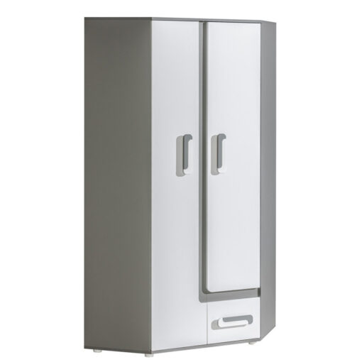 "Arezzo 2" corner wardrobe, anthracite / white / anthracite color