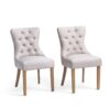 Argos Home Geneva Pair of Fabric Dining Chairs - Beige