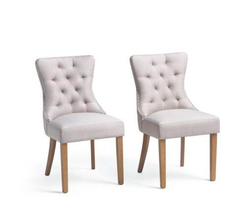 Argos Home Geneva Pair of Fabric Dining Chairs - Beige