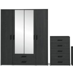 Argos Home Oslo 3 Piece 4 Door Wardrobe Set-Black Oak Effect