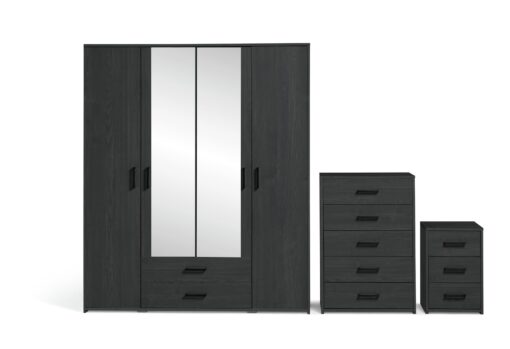 Argos Home Oslo 3 Piece 4 Door Wardrobe Set-Black Oak Effect