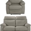 Argos Home Paolo Chair & 2 Seater Manual Recliner Sofa -Grey