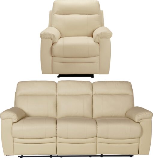 Argos Home Paolo Chair & 3 Seater Manual Recline Sofa -Ivory