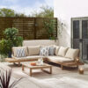 Brisca Solid Wood 6 Seater Sofa Set with Coffee Table - Outdoor Patio Lounge for Modern Garden