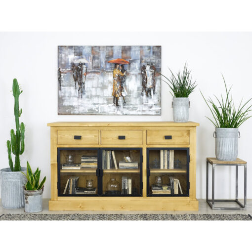 Calum 155.5 Cm Wide 3 Drawer Spruce Solid Wood Sideboard