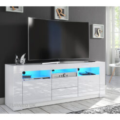 Clifton18 White TV Stand for TVs up to 70in with Blue LED Lights