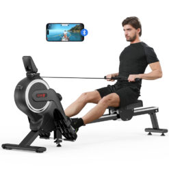 Dripex Magnetic Rowing Machine, App Compatible Rower with Aluminum Slider, 16 Levels of Adjustable Resistance, Max 265 LBS Weight Capacity