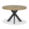 Ellipse Rustic Oak 4 Seater Circular Table With 4 Ellipse Upholstered Chairs In Dark Grey