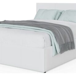 GFW End Lift Double Faux Leather Ottoman Bed - White