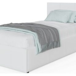 GFW End Lift Single Faux Leather Ottoman Bed - White