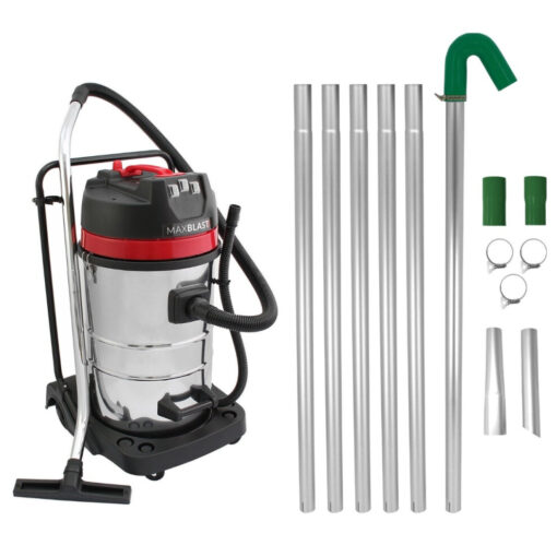 Gutter Vacuum Pole Kit Long Reach Drain Pipe Cleaning & 80L Wet & Dry Hoover