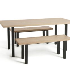 Habitat Zayn Wood Effect Dining Table & 2 Benches - Birch