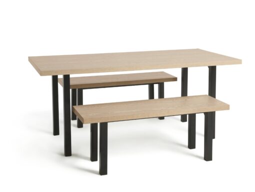 Habitat Zayn Wood Effect Dining Table & 2 Benches - Birch