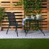 Harbour Housewares - 4 Person Garden Furniture Set - Glass Top Outdoor Patio Coffee Bistro Table and Chairs - 90 x 90cm - Black