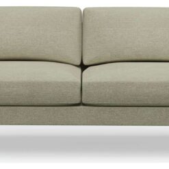 Hutch Fabric Block Arm 3 Seater Sofa - Oat