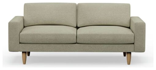 Hutch Fabric Block Arm 3 Seater Sofa - Oat