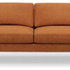 Hutch Fabric Block Arm 3 Seater Sofa - Rust