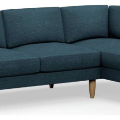 Hutch Fabric Block Arm 4 Seater Corner Sofa - Aegean Blue