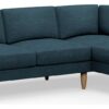 Hutch Fabric Block Arm 4 Seater Corner Sofa - Aegean Blue