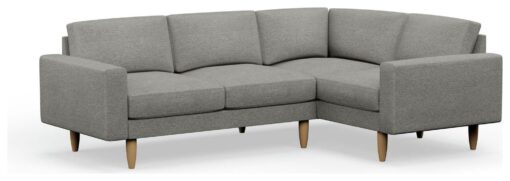 Hutch Fabric Block Arm 4 Seater Corner Sofa - Dove Grey