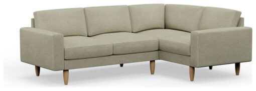 Hutch Fabric Block Arm 4 Seater Corner Sofa - Oat