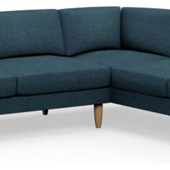 Hutch Fabric Block Arm 6 Seater Corner Sofa - Aegean Blue