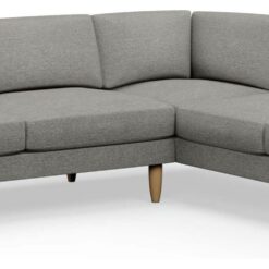 Hutch Fabric Block Arm 6 Seater Corner Sofa - Dove Grey