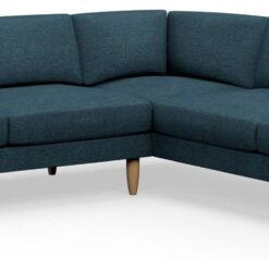 Hutch Fabric Block Arm 7 Seater Corner Sofa - Aegean Blue