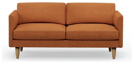 Hutch Fabric Curve Arm 3 Seater Sofa - Rust