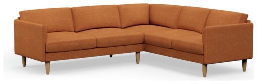 Hutch Fabric Curve Arm 6 Seater Corner Sofa - Rust