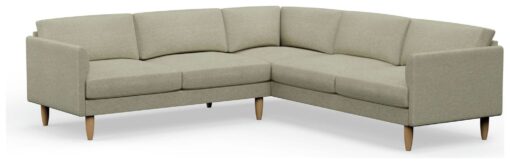 Hutch Fabric Curve Arm 7 Seater Corner Sofa - Oat