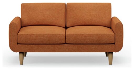 Hutch Fabric Round Arm 2 Seater Sofa - Rust