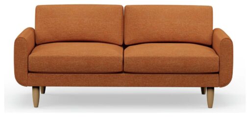 Hutch Fabric Round Arm 3 Seater Sofa - Rust