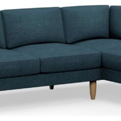 Hutch Fabric Round Arm 4 Seater Corner Sofa - Aegean Blue