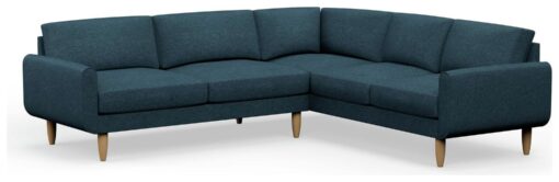 Hutch Fabric Round Arm 6 Seater Corner Sofa - Aegean Blue