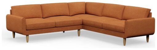 Hutch Fabric Round Arm 7 Seater Corner Sofa - Rust