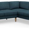 Hutch Plus Fabric Block Arm 5 Seater Corner Sofa-Aegean Blue